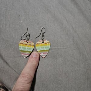 Handmade Recycled Starbucks gift card Guitar Pick earrings